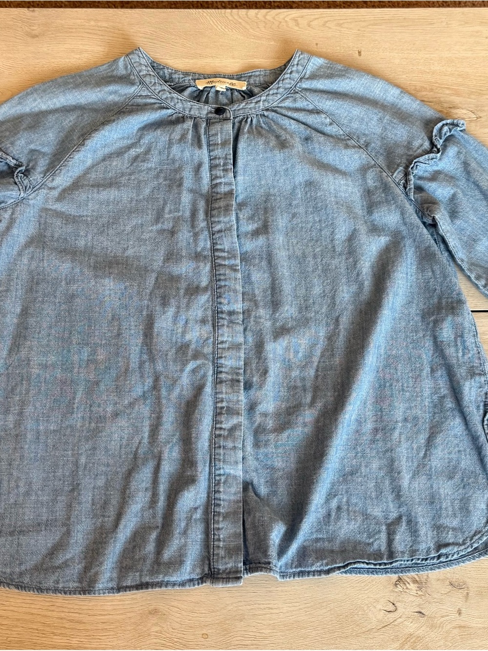 Madewell Light Blue Chambray Button-Front Blouse